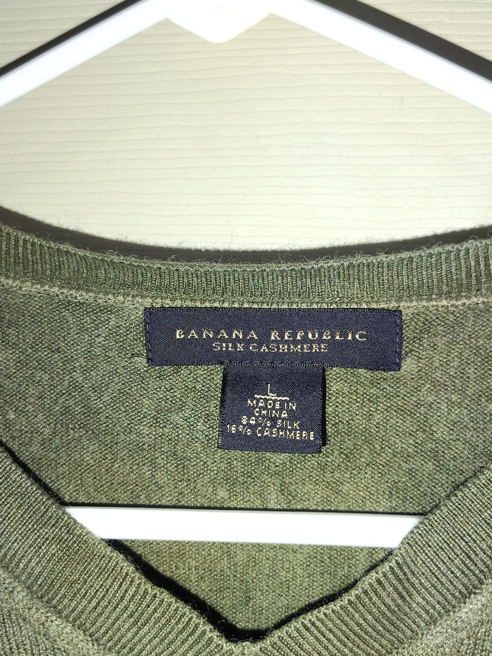 Banana Republic Green Silk-Cashmere Knit V-Neck Pullover Sweater Men’s L